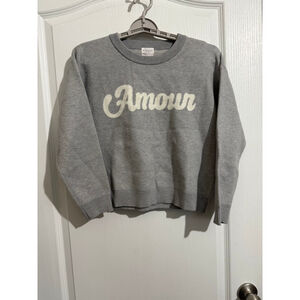 Girls Pinque Harper Crewneck Pullover Sweater XL Grey White Amour